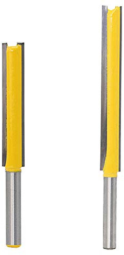 Gasea 2pcs 1/4 Shank Extra Long Straight Router Bit 2 3 Long Cutting Trimming Cutter for Woodworking