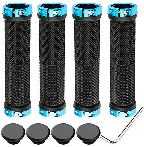 QitinDasen 2 Pares Premium Puños Bicicleta, Puños Manillar Antideslizante Ergonomicos, Empuñadura BMX, Puños MTB, Protector Manillar Bicicleta, para Mango de Diámetro 22mm (Azul)