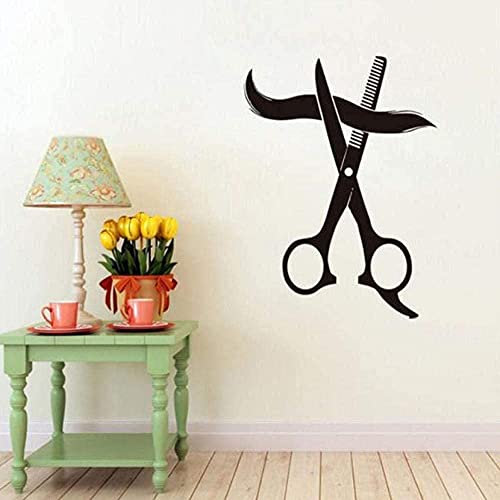 Parrucchiere Wall Sticker Forbici Taglio Di Capelli Art Sticker Carta Da Parati Autoadesiva Impermeabile 44X60Cm
