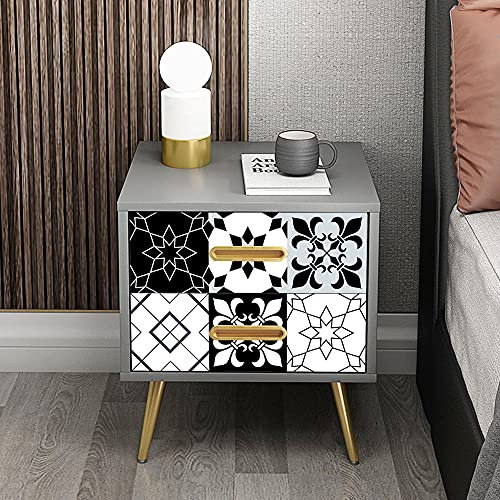 Stick on Tiles Black White Modern Tile Stickers PVC Self Adhesive Wall Tiles Heat Resistant Tile Stickers for Kitchen Bathroom Waterproof Peel and Stick Floor Tiles Tile Paint 20x20cm
