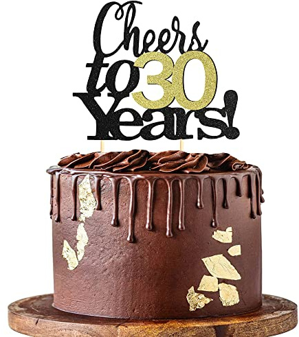 Sumerk Prost auf 30 Jahre Kuchendeckel 30. Geburtstag Tortendeko Happy 30th Birthday Cake Topper 30. Geburtstag Kuchendeckel Hochzeitstag Party Dekoration Zubehör - 1 Packung