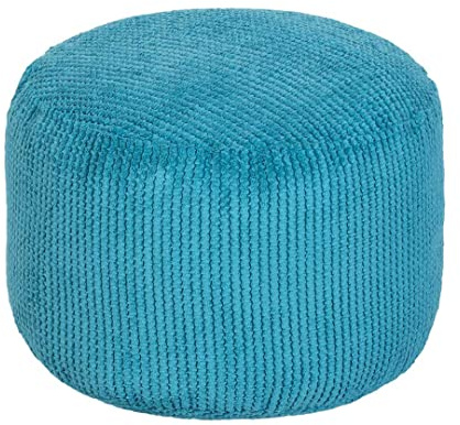 Loft 25 Runder Beanbag Fußhocker - Pouf 44x30cm mit EPS-Perlen Füllung - Innenbereich Wohnzimmer Cord Pouf hocker, Gaming Pouf für Erwachsene, sitzpouf, Leichter Pouf hocker (Türkis)