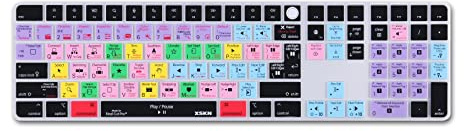 XSKN Final Cut Pro Shortcut Silikon-Tastaturabdeckung für 2021 veröffentlichte iMac Magic Keyboard mit Touch ID und Ziffernblock A2520 EU US Common Layout