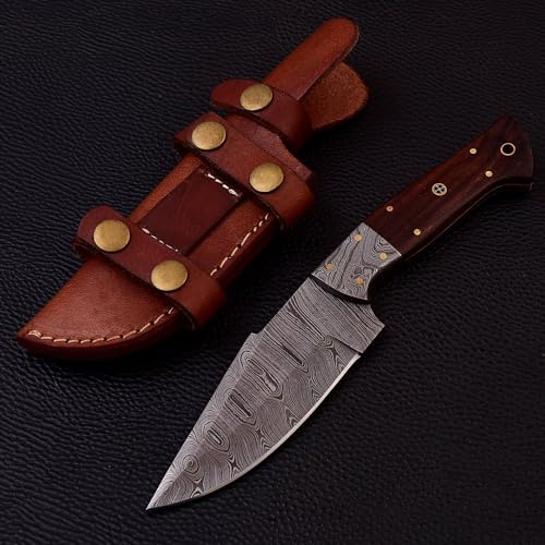 Damast Messer Damaszener Stahl Jagd Jagdmesser Knife Damascus Hunting MAQ2010