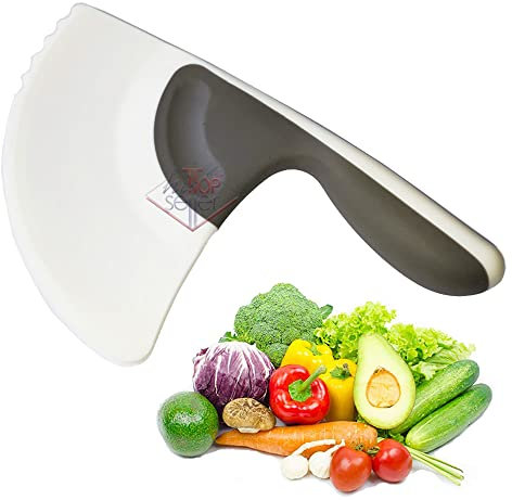 HITOPSELLER COLTELLO MEZZALUNA parzialmente dentato con manico affetta verdure erbe cucina