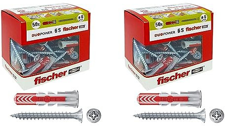 Fischer – Dübel Duopower mit Schraube, grau, 544016 (Packung mit 2)
