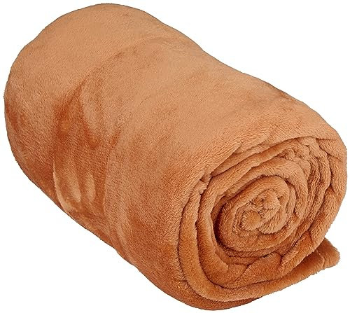 ArtiCasa Coperta in pile, 150 x 200 cm, coperta per divano, coperta per 1 persona, decorazione per soggiorno, terracotta, arancione, pile/poliestere