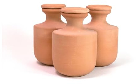 Alppos 3 Oyas à Enterrer 500 ML en Terre Cuite Naturelle avec Couvercle – Arrosage Automatique Écologique pour Plantes d’Intérieur et d’Extérieur – Autonomie Jusqu’à 1 à 2 Semaines