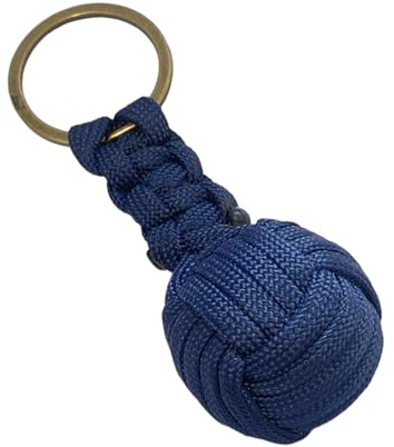 Porte-clés boule cordon, porte-clés homme femme tressé en forme de boule. Porte-clés voiture moto (bleu grand)