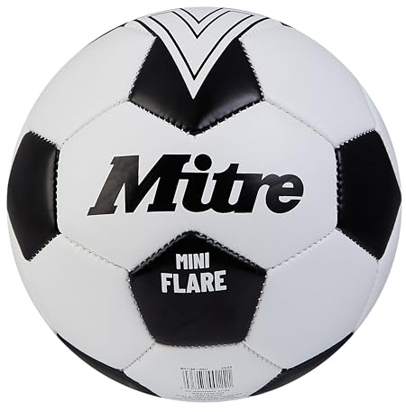 Mitre Flare Recreational Football | Football Gift | Perfect for Kids, Black/White, Mini