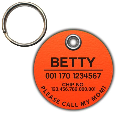 DOG TAG/HUNDEMARKE - aus Biothane - orange (neon) - v1 - rund - Ø 3,4 cm