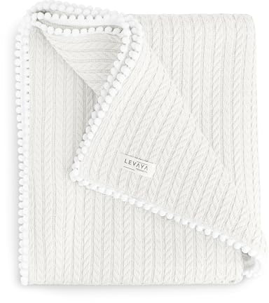 Levaya Products Babydecke 120x90 cm Bio-Baumwolle | Kuscheldecke für Neugeborene & Kinder | Strickdecke atmungsaktiv & weich | Geschenk zur Geburt & Taufe | Oeko-Tex Zertifiziert Weiß