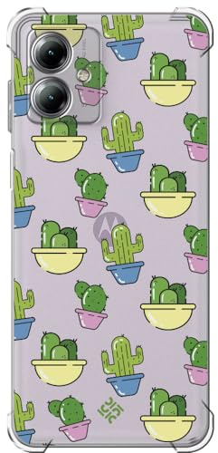 Movilshop Funda Antigolpes para Motorola Moto G14 Dibujo Auténtico [ Cactus en Macetas ] Esquina Reforzada Silicona 1.5mm de Grosor Flexible Transparente Bumper Gel TPU