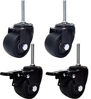Lenkrollen, drehbare Hochleistungsrollen, M12 x 60 mm, Gewinde M16 x 60 mm, lange Schrauben, 3 Zoll, 75 mm, universelle Lenkrollen mit Bremse, Industrierollen, 1000 kg Tragkraft für Trolley-