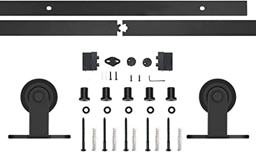Sliding Door Hardware kit 150-460cm Bathroom Kitchen Partition Door Hardware Kit, Barn Door Hanging Rail Track Sliding Door Slide Top Mounted ，Carbon Steel Board (Size : 150cm Single Door kit)