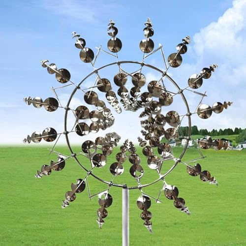 Windmühle aus Metall - Magisches Windspiel Spinner für Terrasse, Rasen, Garten, Innenhof und Landschaft Dekoration