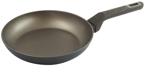 Zanetti, Padella Forgiata Alto Spessore TERRA, Padella Antiaderente in Alluminio, Adatta a Tutti i Piani Incluso Induzione, Manico Soft Touch Effetto Legno, Diametro 26 cm, Packaging 100% Riciclato