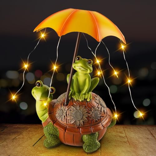 EUBSWA Tortue Solaire Décoration de Jardin, Solaire Tortue Statue de Jardin Étanche en résine pour Terrasse, Pelouse, Maison, Cour