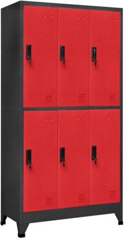 Generisch Schließfachschrank Anthrazit und Rot 90x45x180 cm Stahl,jiangboyue-339801