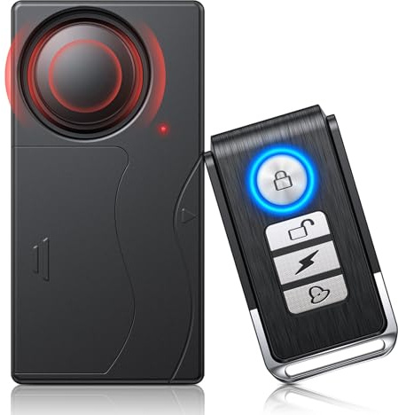 110dB Car Alarm System, Anti-Theft Vibration Alarm with 10 Levels Sensitivity Adjustable, Wireless Remote Anti Theft Device for Car, Truck, RV, E-Bike, Motorcycle