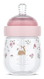 Mepal - Babyflasche Mio Little Dutch - Transparente Kappe zur Aufbewahrung - Anti-Kolik Babyflaschen - Spiralförmiges Design verhindert Verstopfungen - Medizinisches Silikon - 165 ml - Fairy Garden