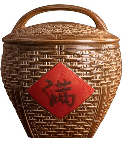 Ceramic Rice Cylinder, Grain Storage Ceramic Container, With Lid Rice Storage Bins, Rice Dispenser Airtight Storage Bucket, for Cereal, Flour, Sugar, Coffee, Rice(38.7*27*34in/15.2*10.6*13.3in)