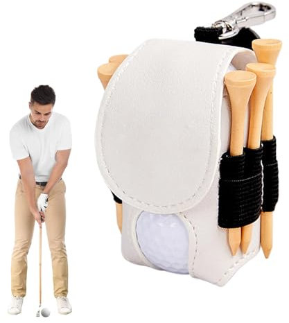 Xinhuju Golf-Tee-Halter-Gürteltasche, Leder-Golfballhalter, kleine Golf-Tee-Balltasche mit Gürtelclip – tragbare Ball-Organizer-Tasche