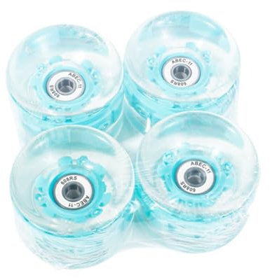 Oshhni 4X Skateboardräder, LED Cruiser-Räder, Clear PU mit ABEC-9 608RS-Lager Glatte Blitzteile Leuchte Rollen, Weiß