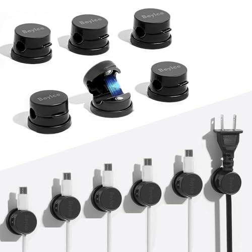 Beylce 12 Stück Kabelhalter Selbstklebend, Kabelclips Magnetisch Organizer, Cable Holder für Schreibtisch, Nachttisch, Ladekabel, Hdmi, Usb, Audio-Kabel, BüRo, Haus, Weiß