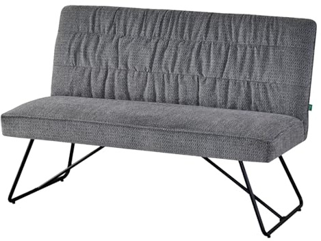 DUBI Möbel Sitzbank Hannah Esszimmerbank 140 cm mit Rückenlehne gepolstert mit Federkern für Esszimmer, Flur, Garderobe mit Metallgestell | modern Design | Grau, 21303-140-RE90