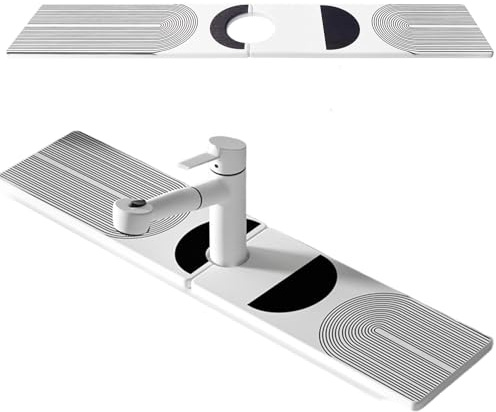 Kitchen Sink Splash Guard 60 x 10cm, Groove Faucet Mat Diatom Mud | Quick Dry Stone Mat Kitchen | Draining Mats for Counter Faucet Drying Pad | Faucet Mat for Kitchen Sink