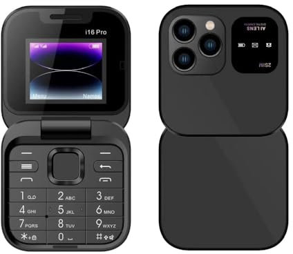 Cellulari per anziani, mini telefono cellulare pieghevole, ricaricabile, design con fotocamera posteriore HD, mini telefono cellulare 2G Dual SIM Dual Standby