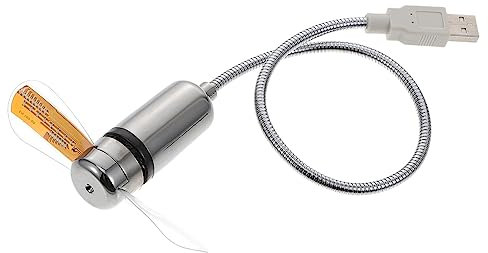 Happyyami Mini Usb Led-tischventilator Mit Temperatur Und Uhr Tragbarer Leiser Lüfter Mit Flexiblem Hals Für Büro Zuhause Und Unterwegs Aus Langlebigem Pvc Und Aluminium Gefertigt