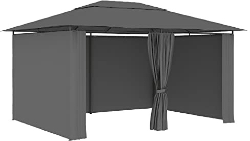 Tendone da giardino con tende, 4 x 3 m, antracite