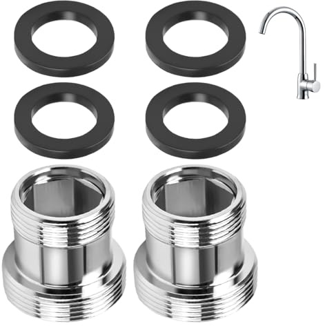 2 Stück Doppelgewinde Wasserhahn Adapter M18 auf M22,Gardena Adapter Wasserhahn Gartenschlauch Adapter,Gewindeadapter von 18 auf 22,Wasserhahnanschluss Adapter Außengewinde