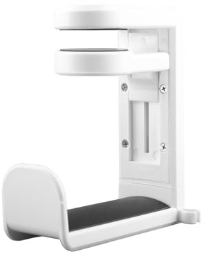 Tabanzhe Headphone Stand Holder, 360° Swivel Adjustable Gaming Headset Hanger Desk Hook with Cable Clip, Universal Headphone Stand Mount (White)