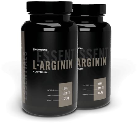 L-Arginin + L-Citrullin 2er Set by MICROBIONIC | 150 Kapseln | hochdosiert: 3000 mg | vegan | laborgeprüft