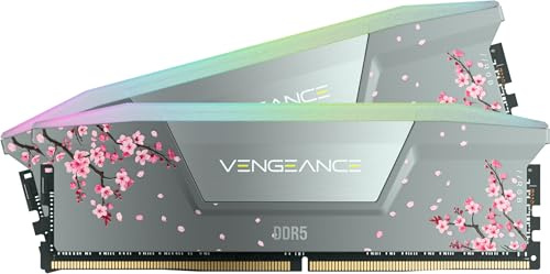 Corsair Vengeance RGB DDR5 RAM 32GB (2x16GB) 6000MHz CL30-36-36-76 1.40V AMD Expo Intel XMP 3.0 Memoria de ordenador - Gris (Cherry Blossom) (CMH32GX5M2B6000Z30CB)