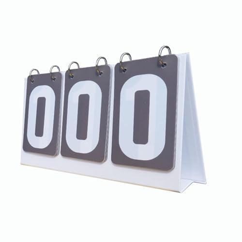 pistro Scoreboard Flip-Zahlenanzeigetafel, multifunktional, 3-stellig, Tischzähler für Fußball, Volleyball, Basketball, Tennis, Grau