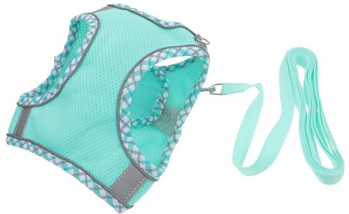 DOITOOL Harnais Chien Réglable et Laisse Réfléchissante Verte Léger et Confortable pour Promenade et Entraînement Accessoire Pratique pour Petits et Moyens Chiens
