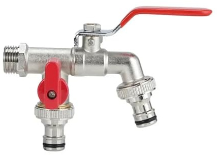 Grifo de agua doble for exterior, adaptador manguera jardín 1/2'' a 3/4'', conector latón for tanque 1 entrada y 2 entradas para uso en jardines(Color 3)