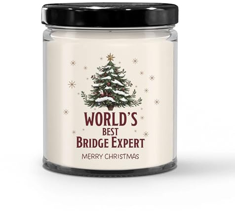 World's Best Bridge Expert Candle for Christmas Party - Gifts for Coworker Bridge Engineer Employee Bridge Designer Civil Engineer Men & Women - 9oz Vanilla Scented Soy Wax