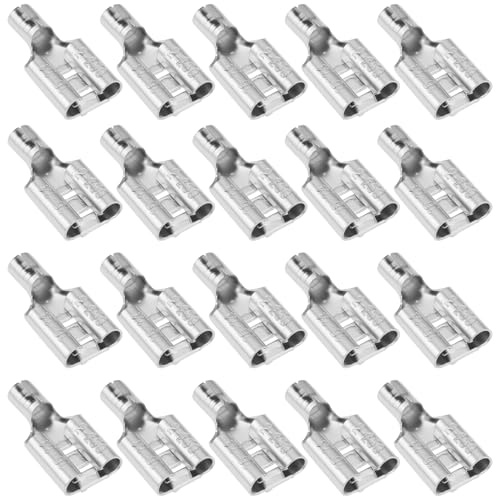 Briny River 50 Pezzi 16-14 AWG 0,250 Femmina Terminali A Sgancio Rapido Ad Alta Temperatura Connettori A Forcella Non Isolati Da 6,3 Mm Per Cablaggio Automobilistico E Industriale