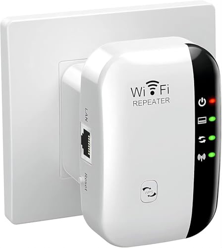 2026 Newest WiFi Extender, WiFi Booster, WiFi Repeater, Covers Up to 4950 Sq.ft and 50 Devices, Internet Booster - with Ethernet Port, Quick Setup, Home Wireless Signal Booster, UK plug (White)