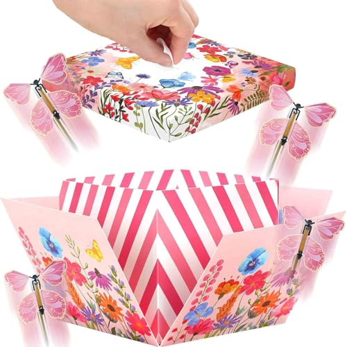 Butterfly Explosion Gift Box, Surprise Box with 8 Pcs Butterflies, Magic Flying Butterfly, Creative DIY Exploding Surprise Gift for Christmas Birthdays Wedding Anniversaries