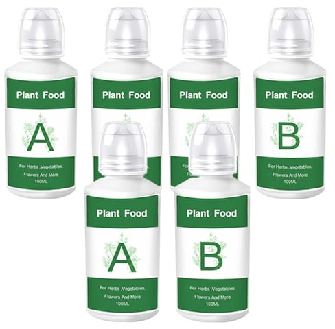 DAGLLGEW 6 uds alimento para Plantas hidropónicas, nutrientes hidropónicos A y B, Fertilizante para Verduras, Frutas, nutrientes agrícolas, Fertilizante para Alimentos Vegetales