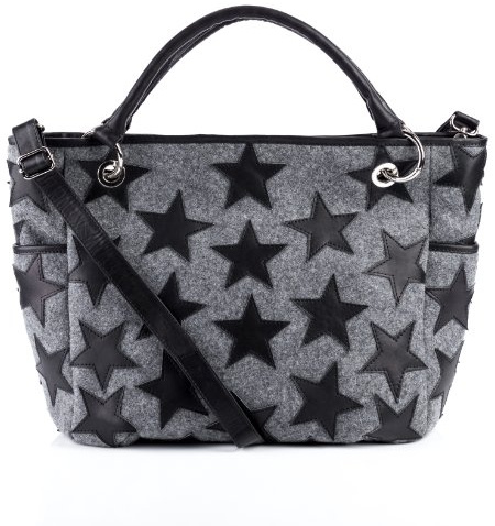 Feynsinn Handtasche mit Langen Henkeln Willow - Schultertasche groß - Damentasche - echt Filz & Leder grau und schwarz