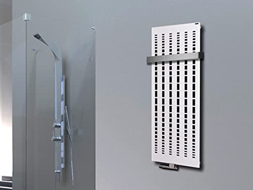 Badheizkörper Design broken Mirror 2 HxB: 120 x 47 cm 799 Watt + 1 Handtuchhalter (50mm) weiß Szagato Handtuchwärmer Design Heizkörper Mittelanschluss Heizkörper vertikal moderner paneelheizkörper