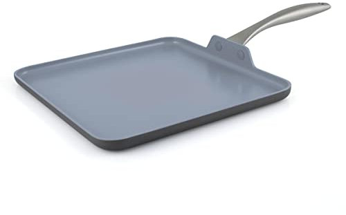 GreenPan Lima harteloxierte gesunde Keramik-Antihaftbeschichtung, 27,9 cm, quadratische Grillpfanne, PFAS-frei, ofenfest, Grau