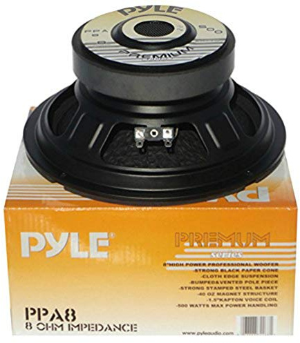 1 WOOFER PYLE PPA8 altoparlante diffusore medio basso 20,00 cm 200 mm 8 200 watt rms 500 watt max impedenza 8 ohm per casa feste disco party, 1 pezzo